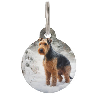 Welsh Terrier Lass es schneien Weihnachten Haustiermarke