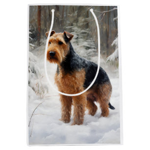 Welsh Terrier Lass es schneien Weihnachten Mittlere Geschenktüte
