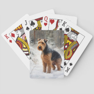 Welsh Terrier Lass es schneien Weihnachten  Spielkarten