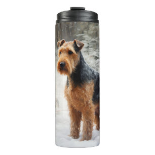 Welsh Terrier Lass es schneien Weihnachten Thermosbecher