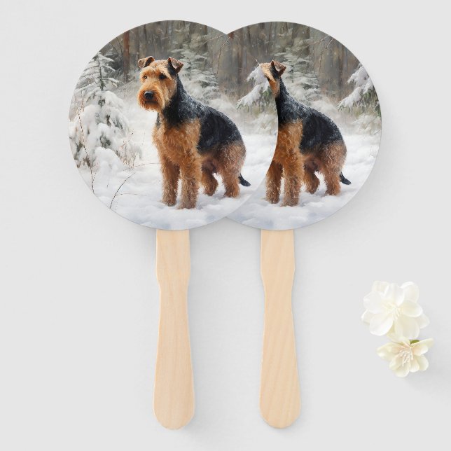 Welsh Terrier Let It Snow Weihnachten Fächer (Vorne und Hinten)