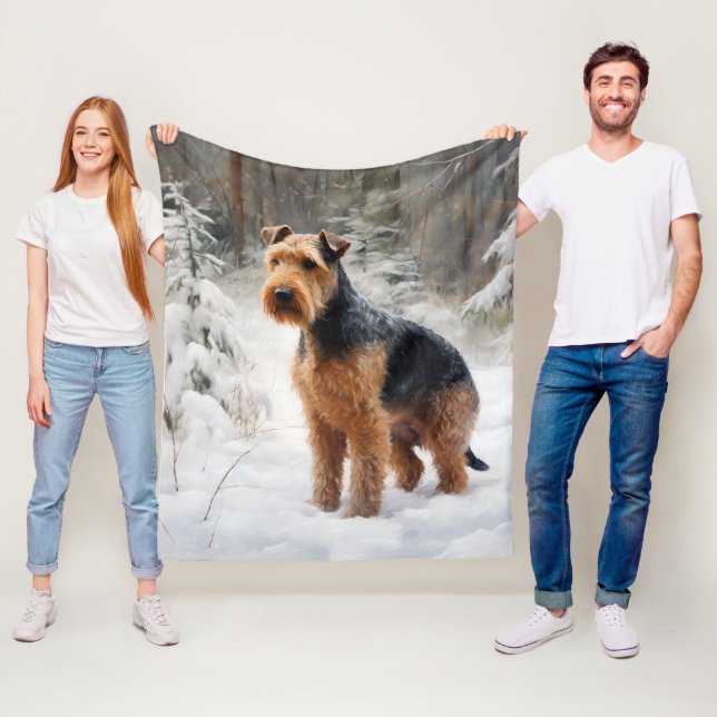 Welsh Terrier Let It Snow Weihnachten Fleecedecke (Beispiel)
