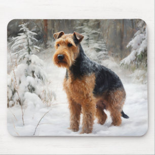 Welsh Terrier Let It Snow Weihnachten Mousepad