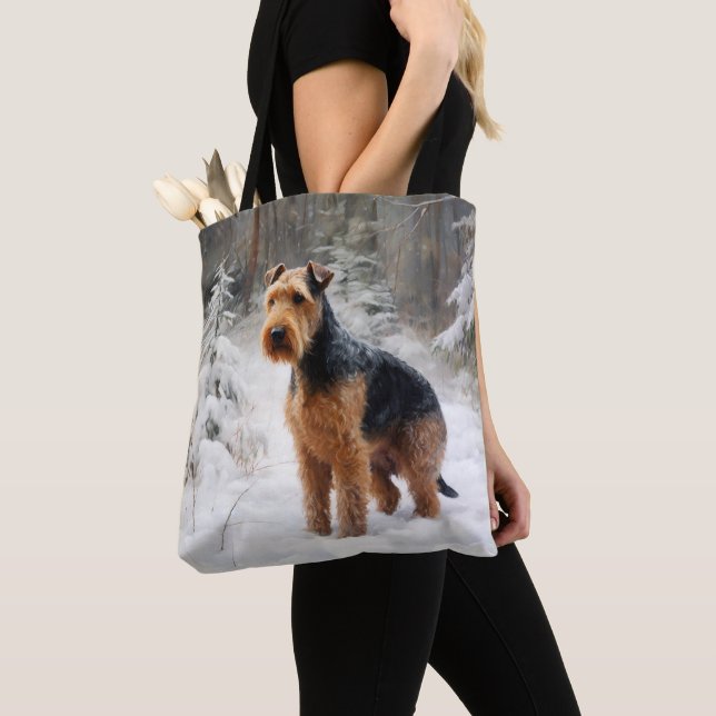 Welsh Terrier Let It Snow Weihnachten Tasche (Von Nahem)