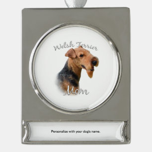 Welsh Terrier Mama 2 Banner-Ornament Silber