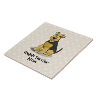 Welsh Terrier Mama Niedlich Hunde Mama Fliese