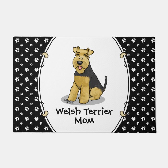 Welsh Terrier Mama Niedlich Hunde Mama Fußmatte (Vorderseite)