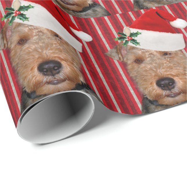 Welsh Terrier mit dem Weihnachtsmann Geschenkpapier (Rolleneckpunkt)