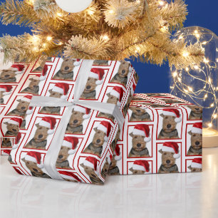 Welsh Terrier mit Santa Claus Hat Geschenkpapier