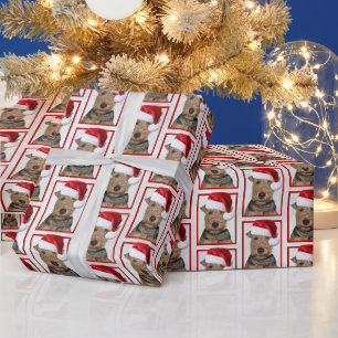 Welsh Terrier mit Santa Claus Hat Geschenkpapier