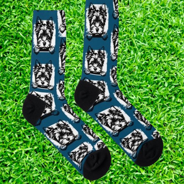 Welsh Terrier Navy Welppy Personalisiertes Thema Socken (Show your love for Welsh Terriers with navy puppy personalized theme socks.  )