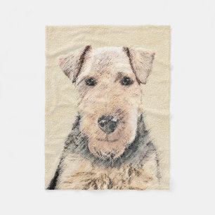 Welsh Terrier Painting - Niedliche Original Hunde  Fleecedecke
