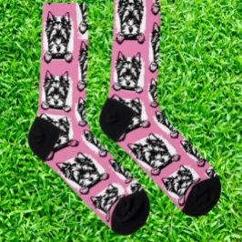 Welsh Terrier Pink Puppy Personalisiertes Thema Socken