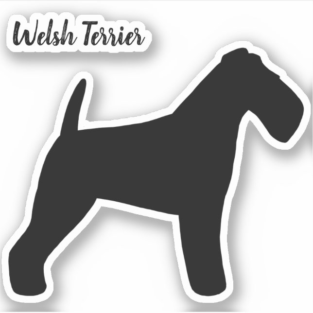 Welsh Terrier Silhouette Hunde Rasse Vinyl Sticker (Vorderseite)