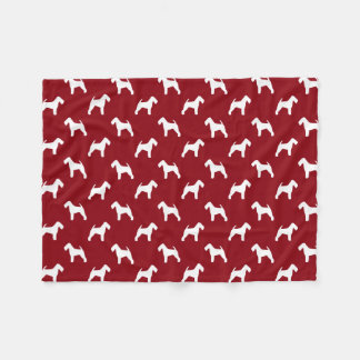 Welsh Terrier Silhouetten Muster Rot und Weiß Fleecedecke
