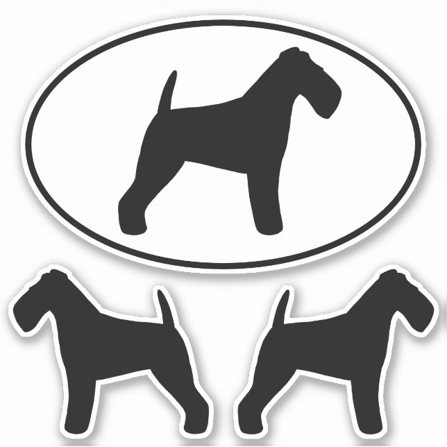 Welsh Terrier Silhouettes Vinyl Sticker Set (Vorderseite)