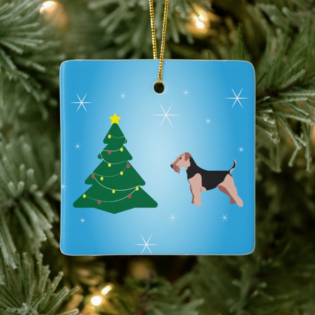 Welsh Terrier Weihnachtsdekoration Keramikornament (Baum)