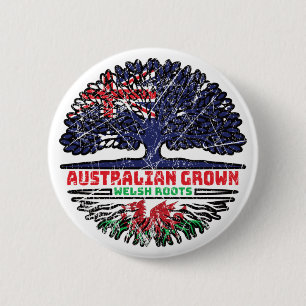 Welsh Wales Australian Australia Tree Roots Flag Button