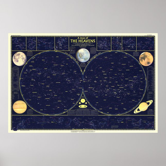 " Welt: 1957 Der Himmel Karte 1/2 ... Poster (Vorne)