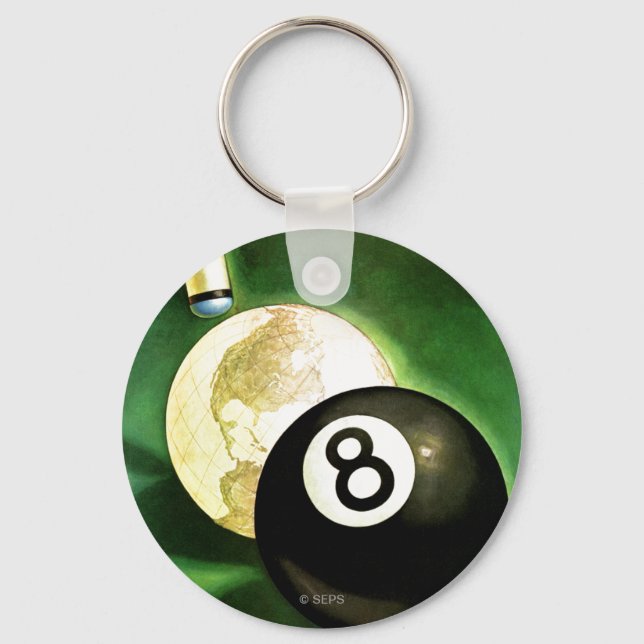 Welt als Cue Ball Schlüsselanhänger (Vorderseite)