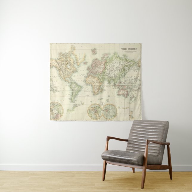 Welt auf Mercators Projektion Wandteppich (Beispiel (Horizontal))
