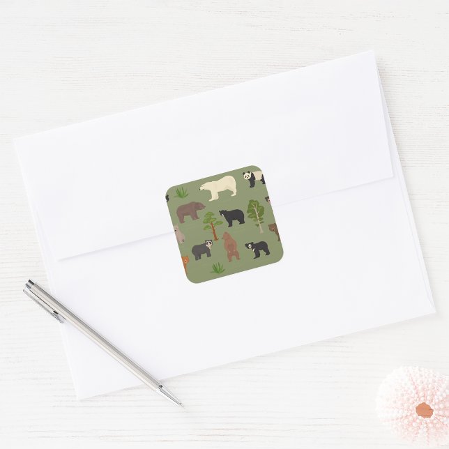 Welt Bären Wildlife Quadratischer Aufkleber (Von Creator hochgeladen)