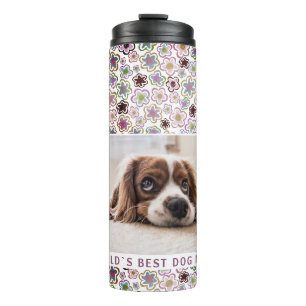 Welt: Best Hund Mama Blume Muster Foto Thermosbecher