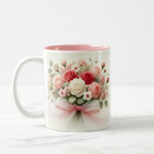 Welt BESTE SCHWESTER Liebesblumen Zweifarbige Tasse