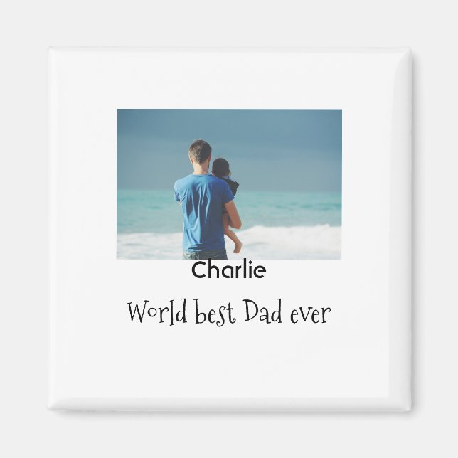welt bester vater jemals foto name datum einfach v magnet (Vorne)
