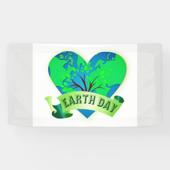 Welt des Earth Day Heart Banner (Horizontal)
