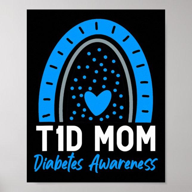 Welt Diabetes Day Cloud T1D Typ 1 Diabetes Mama Poster (Vorne)