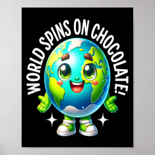Welt dreht sich um lustiges süßes Erde Essen Liebe Poster