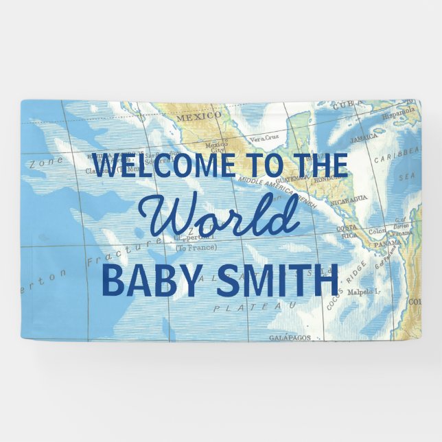 Welt erwartet Baby Shower Hintergrund Banner (Horizontal)