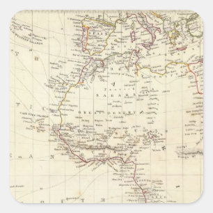 Welt, gnomonic proj I Afrika und Südeuropa Quadratischer Aufkleber