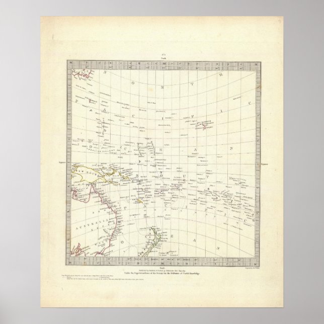 Welt, gnomonischer Proj. III Polynesien Poster (Vorne)
