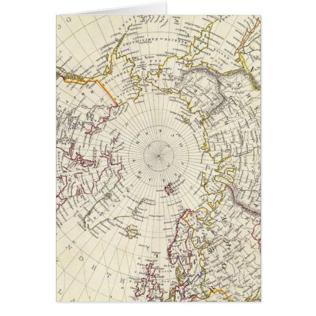 Welt, gnomonischer Proj. / Nordpol 45 N (Vorne)