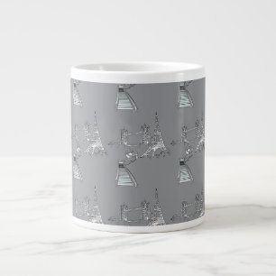 Welt Icons Grau    Jumbo-Tasse