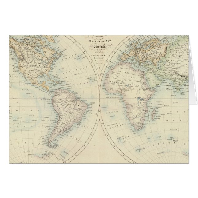 Welt in den Hemisphären (Vorderseite (Horizontal))