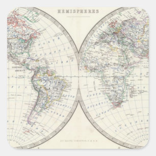 Welt in den Hemisphären Quadratischer Aufkleber
