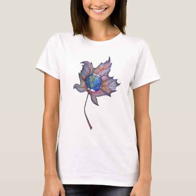 Welt in einem Ahornleaf-Shirt T-Shirt (Vorderseite)
