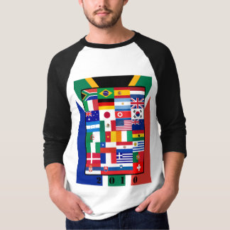 Welt kennzeichnet Fußballraglan-Hülsen-T - Shirt