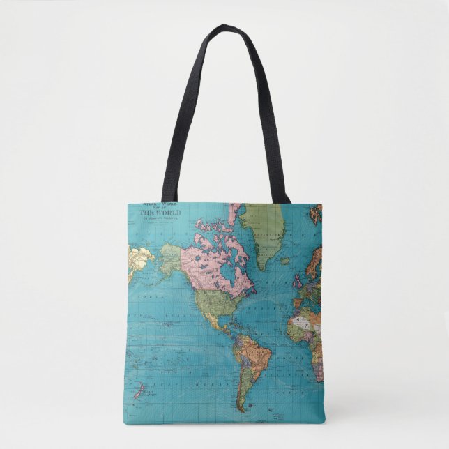 Welt, Mercators Projektion Tasche (Vorderseite)