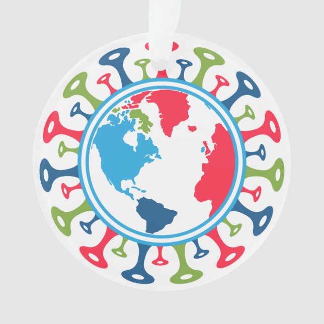 Welt mit dem Corona-Virus Ornament (Vorderseite)