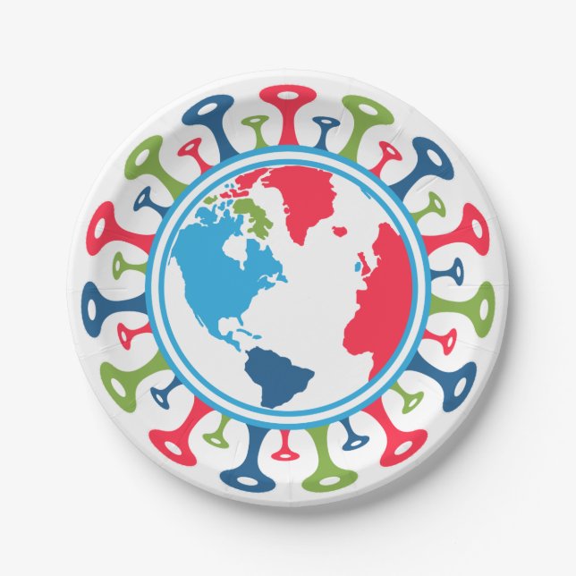 Welt mit dem Corona-Virus Pappteller (Vorderseite)