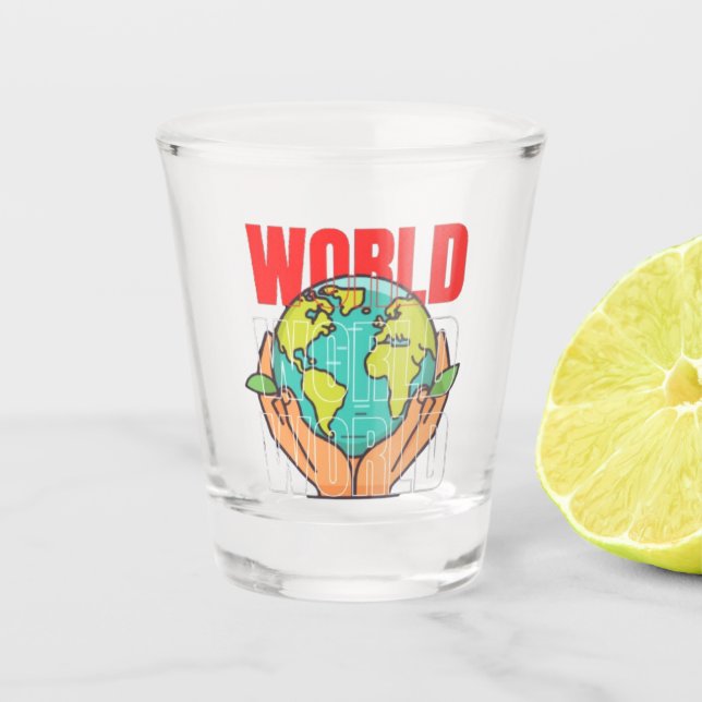 Welt – Reise-Abenteuer-Globus-Design Schnapsglas (Vorderseite)