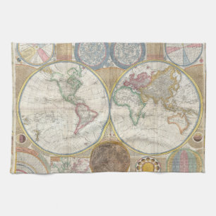 Welt Reisekarte Antike Vintage Geographie Geschirrtuch