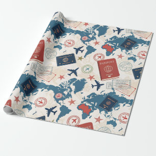 Welt Reisekarte Muster Geschenkpapier