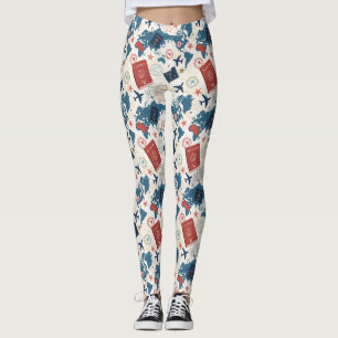 Welt Reisekarte Muster Leggings