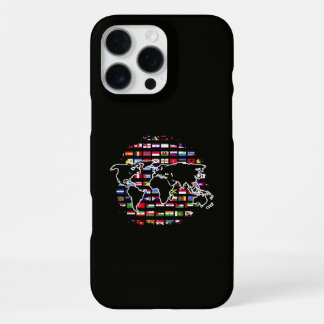 Welt Reisekarte Weltkarte Internationale Flaggen iPhone 16 Pro Max Hülle
