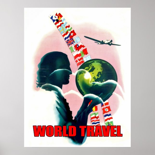 Welt Reisetelandschaft, Vintag Poster (Vorne)